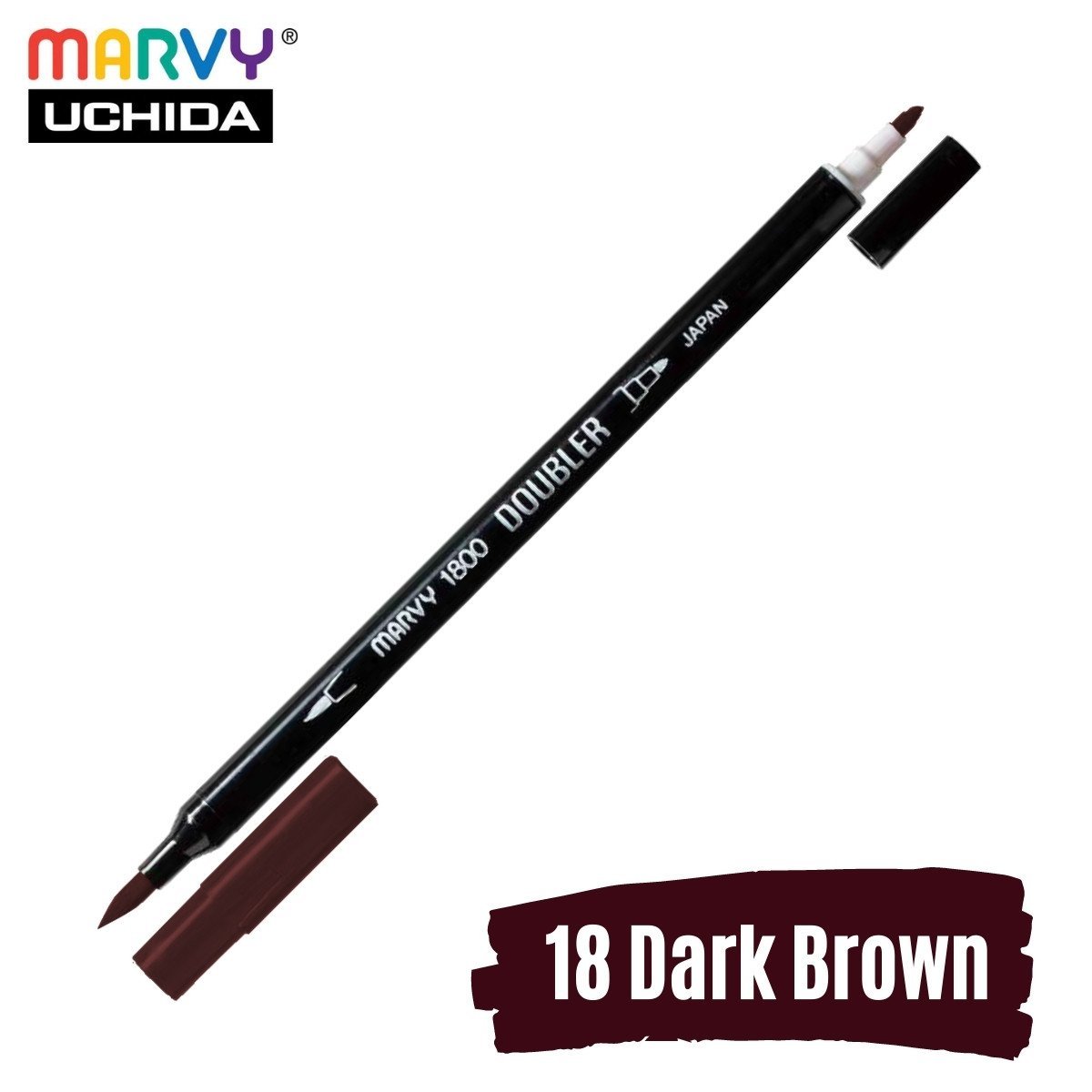 Marvy Artist Brush Pen 1800 Çift Taraflı Firça Uçlu Kalem 18 Dark Brown