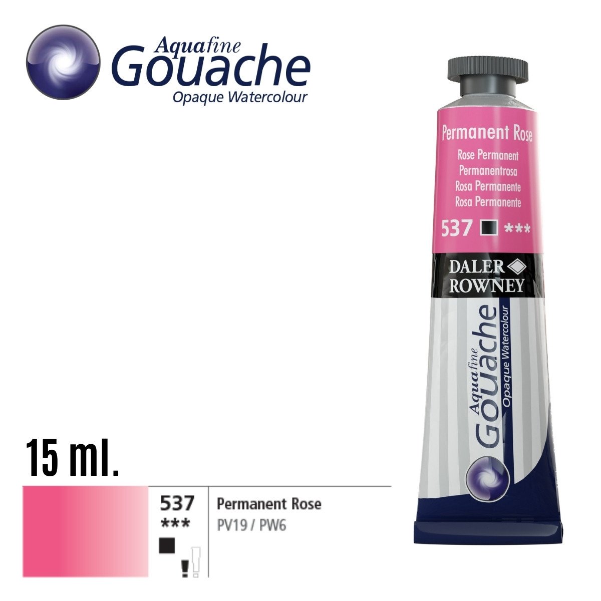 Daler Rowney Aquafine Guaj Boya Tüp 15ml 537 Permanent Rose