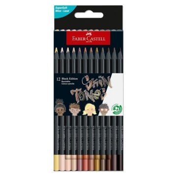Faber Castell Black Edition Kuru Boya Kalem Seti 12li Skin Tones