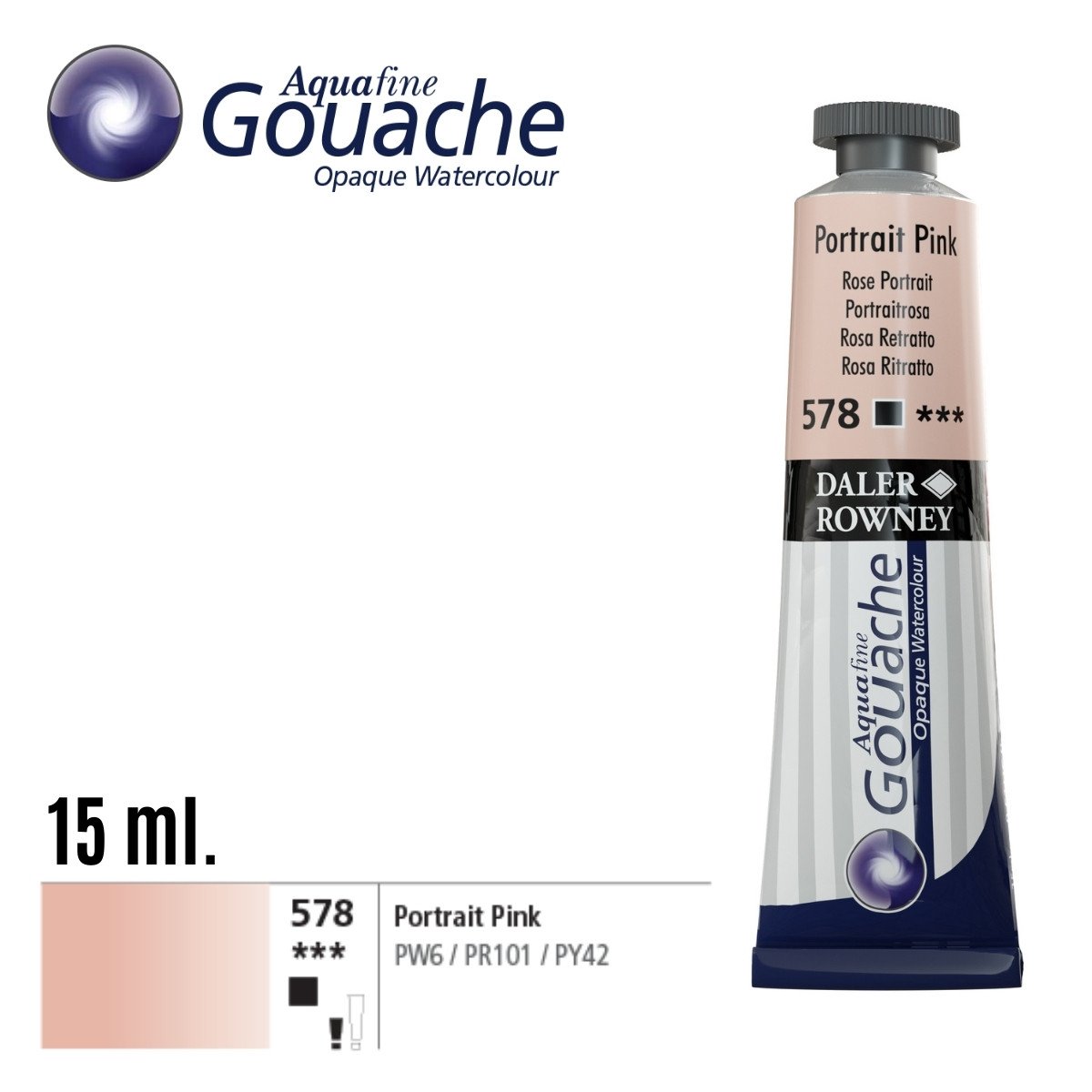 Daler Rowney Aquafine Guaj Boya Tüp 15ml 578 Portrait Pink