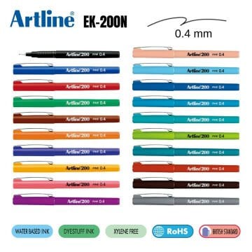 Artline 200 Fine Keçe Uçlu Yazı Kalemi 0.4mm Kahverengi