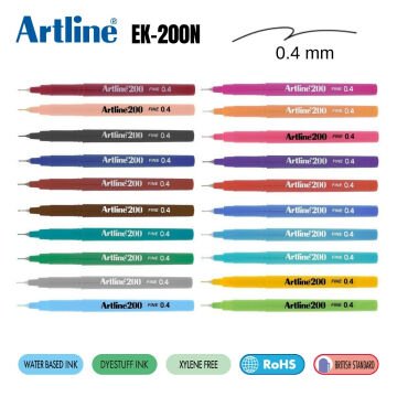 Artline 200 Fine Keçe Uçlu Yazı Kalemi 0.4mm Koyu Yeşil