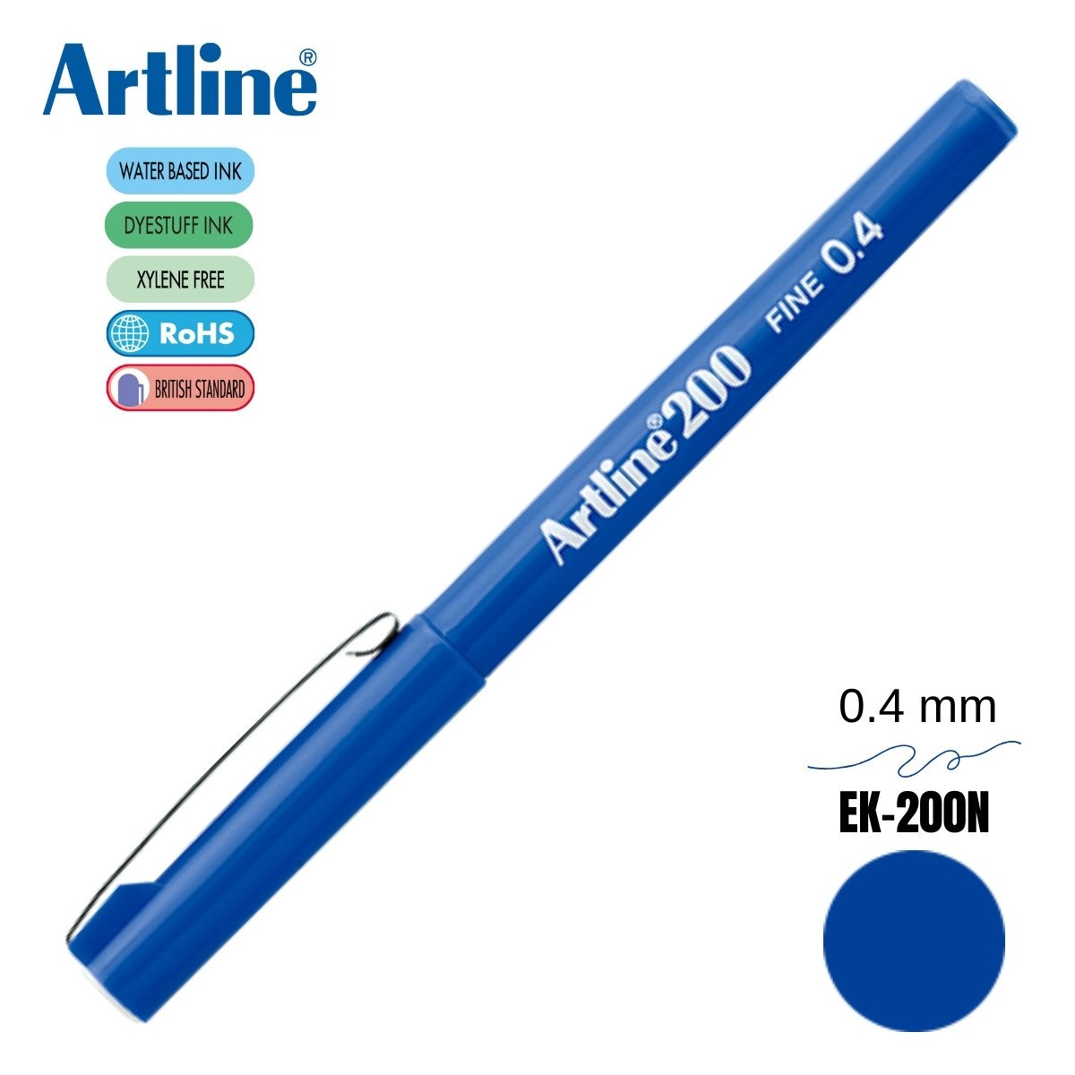 Artline 200 Fine Keçe Uçlu Yazı Kalemi 0.4mm Mavi