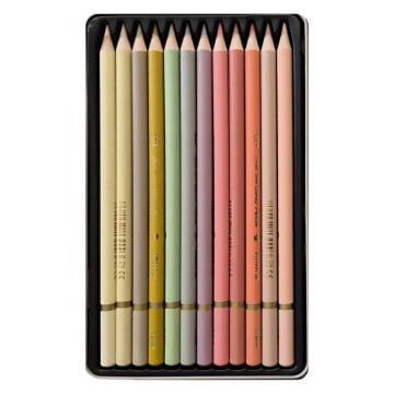 Arya Artist Profesyonel Kuru Boya Kalem Seti 12li Ten Renki Açık Metal Kutu