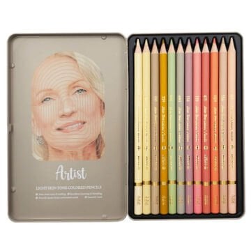 Arya Artist Profesyonel Kuru Boya Kalem Seti 12li Açık Ten Renki Metal Kutu