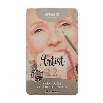 Arya Artist Profesyonel Kuru Boya Kalem Seti 12li Açık Ten Rengi Metal Kutu