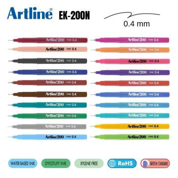 Artline 200 Fine Keçe Uçlu Yazı Kalemi 0.4mm Turuncu