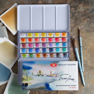 St. Petersburg White Nights Sulu Boya Tablet Seti 35x2.5ml Metal Kutulu