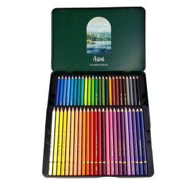 Arya Artist Profesyonel Kuru Boya Kalem Seti 48li Metal Kutu