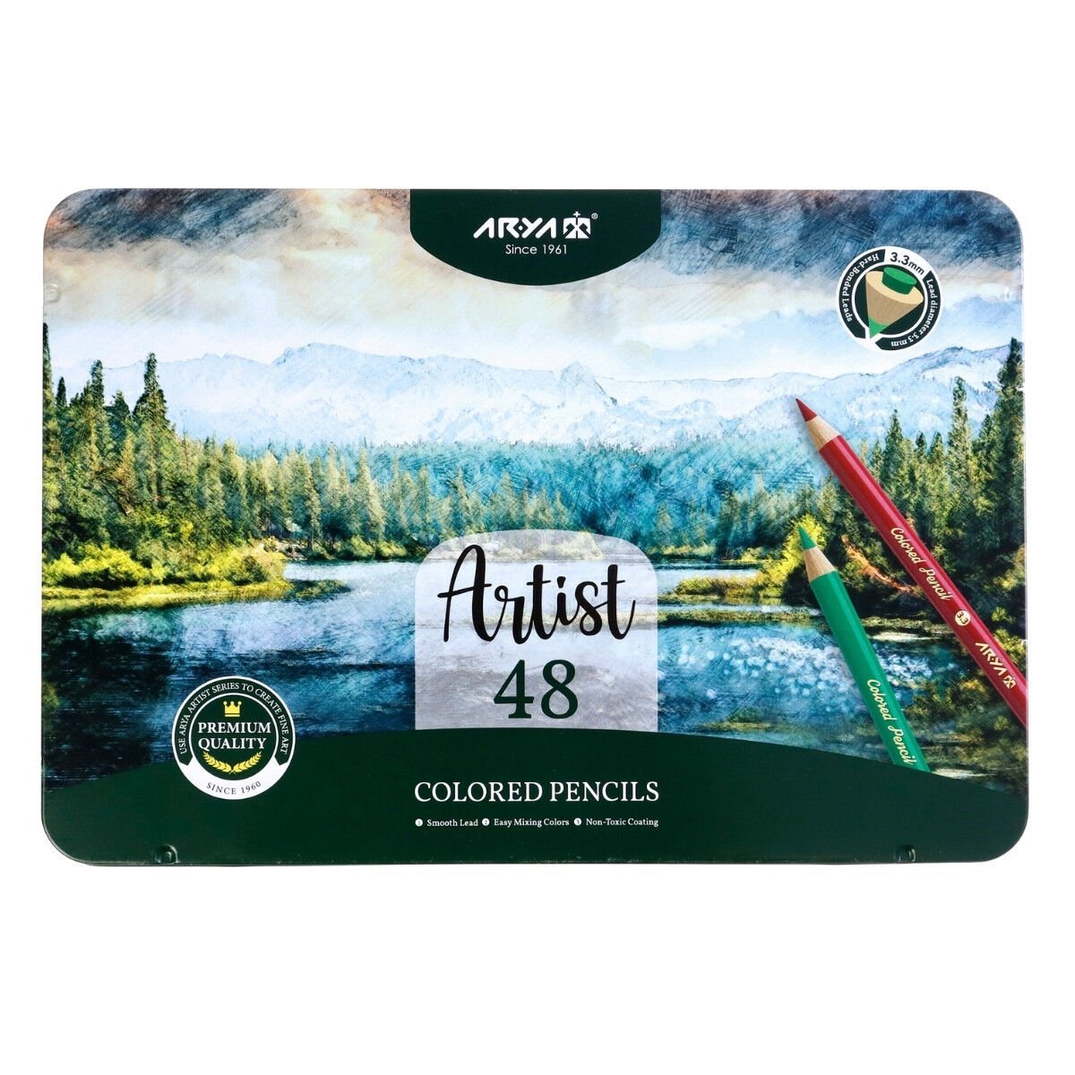 Arya Artist Profesyonel Kuru Boya Kalem Seti 48li Metal Kutu
