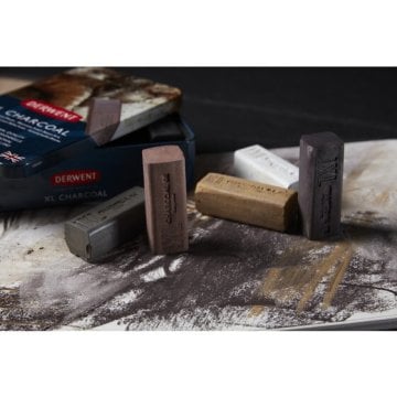 Derwent XL Charcoal Kömür Füzen Blok 6lı Set - Metal Box