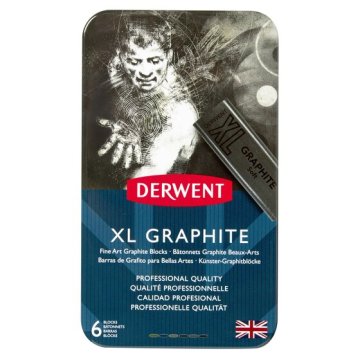 Derwent XL Grafit Füzen Blok 6lı Set - Metal Box