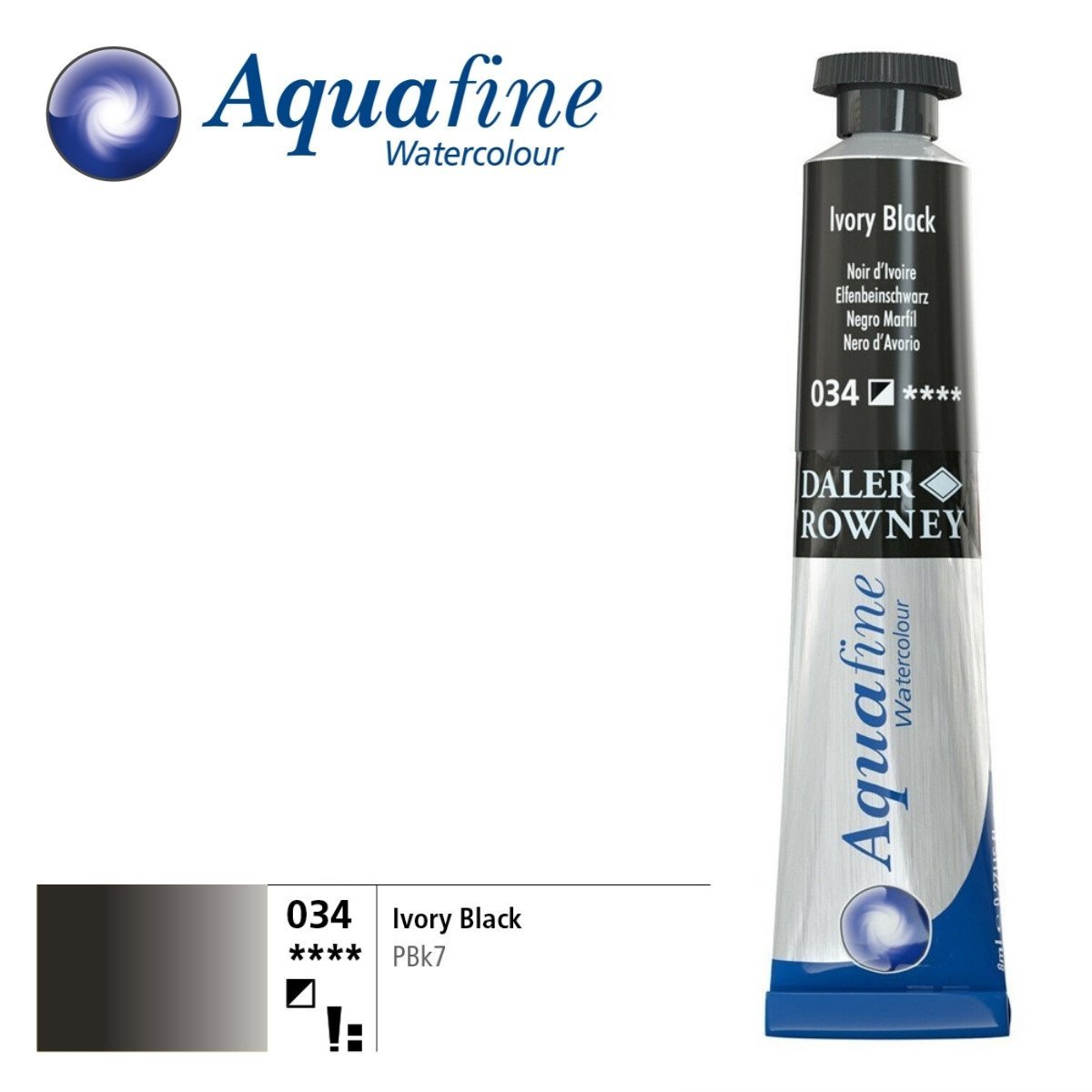 Daler Rowney Aquafine Tüp Sulu Boya 8ml 034 Ivory Black