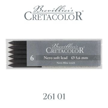 Cretacolor Portmin Kalem Ucu 5.6mm 6lı Nero Yağlı Kömür Medium 26102