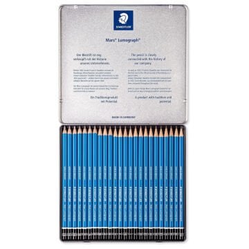 Staedtler Mars Lumograph 100 Derecel Eskiz Kalem Seti 24lü Metal Kutu
