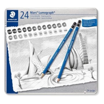 Staedtler Mars Lumograph 100 Derecel Eskiz Kalem Seti 24lü Metal Kutu