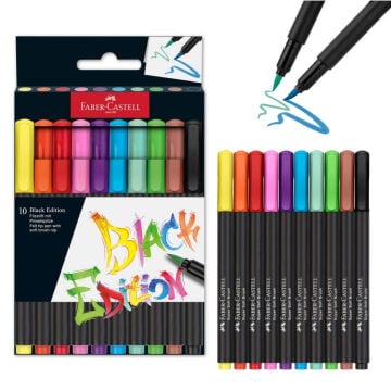 Faber Castell Black Edition Fırça Uçlu Keçeli Kalem Seti 10lu