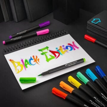 Faber Castell Black Edition Fırça Uçlu Keçeli Kalem Seti 10lu