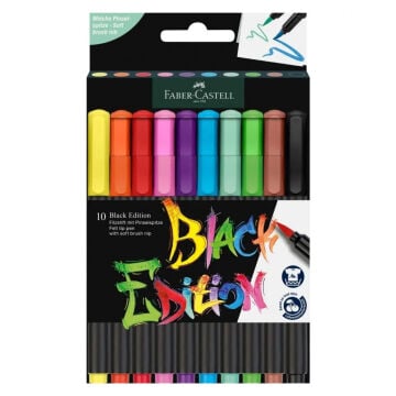 Faber Castell Black Edition Fırça Uçlu Keçeli Kalem Seti 10lu