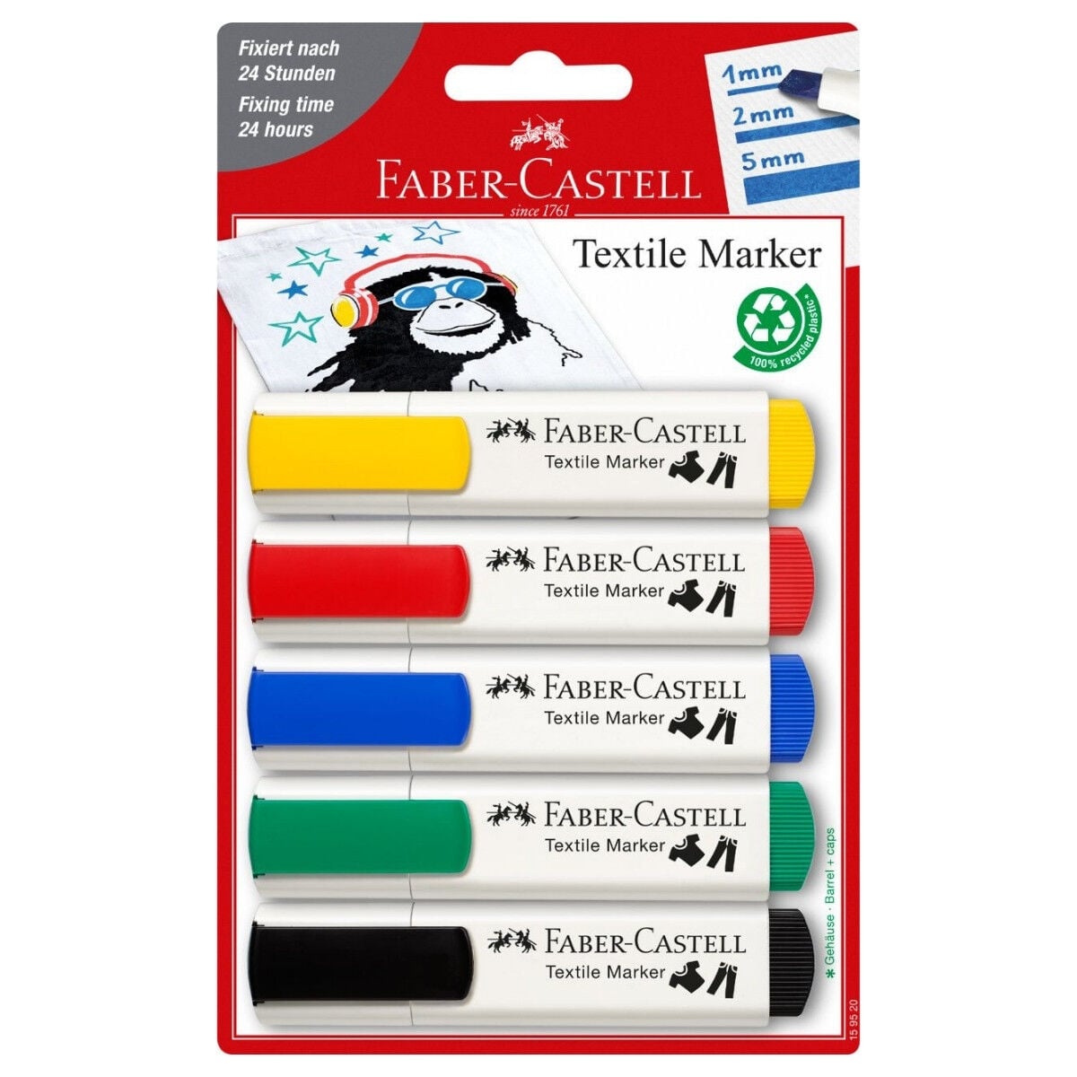 Faber Castell Fabric Marker Tekstil Kumaş Kalem Seti 5li Klasik
