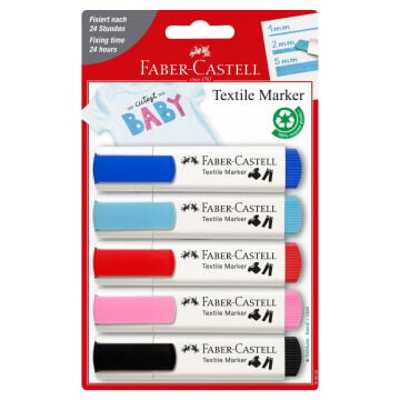 Faber Castell Fabric Marker Tekstil Kumaş Kalem Seti 5li Pastel