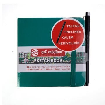 Talens Art Creation Eskiz Bloğu Sert Kapak 140gr 12x12cm Yeşil 80yp