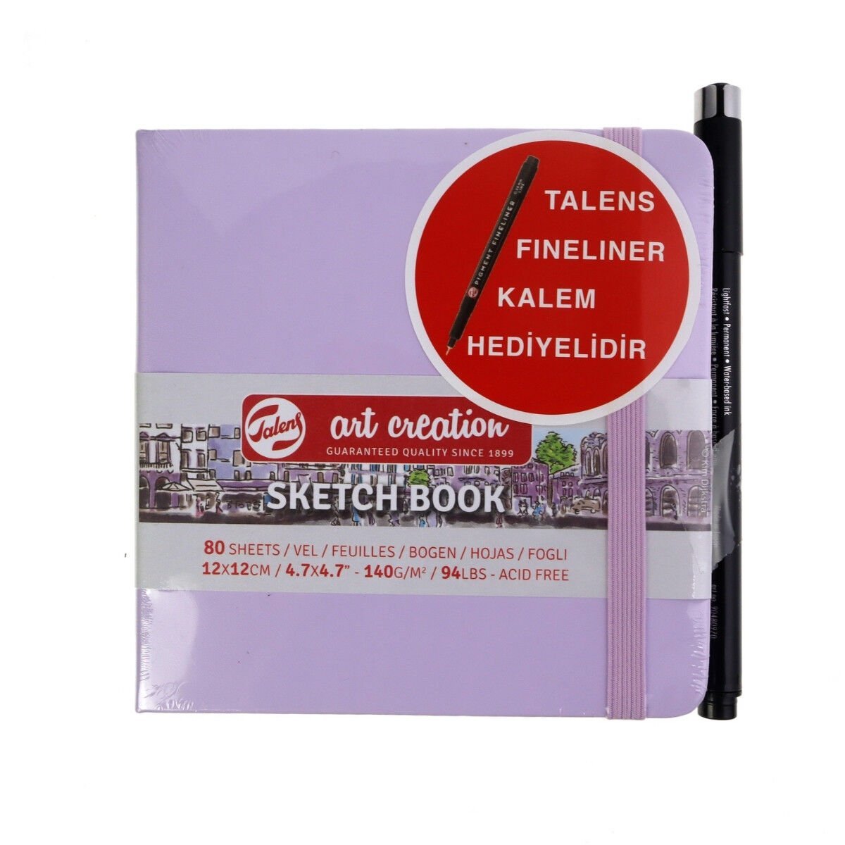 Talens Art Creation Eskiz Bloğu Sert Kapak 140gr 12x12cm Lila 80yp Kalem Hediyeli