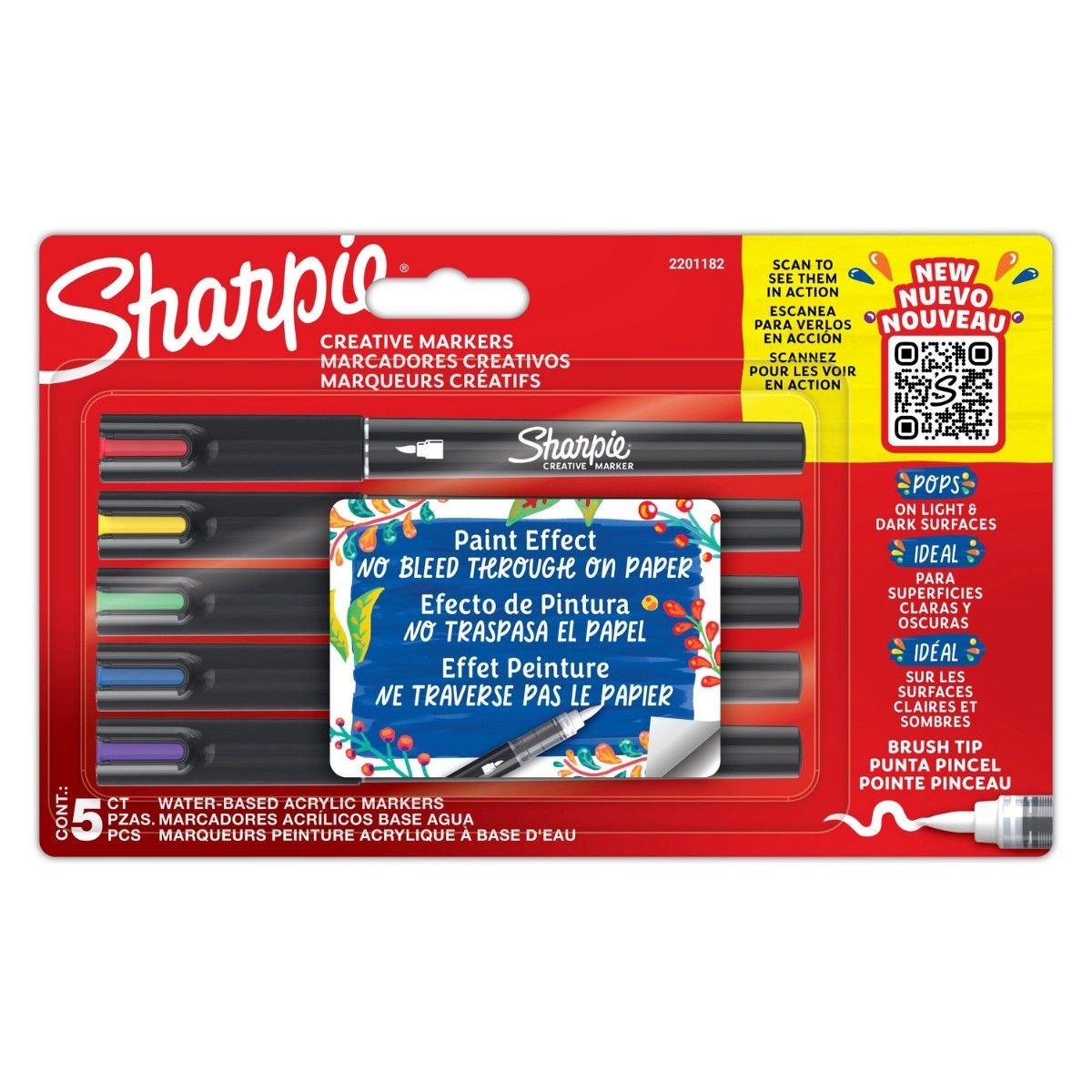 Sharpie Permanent Markör Fırça Uç 5li Set Paint Effect