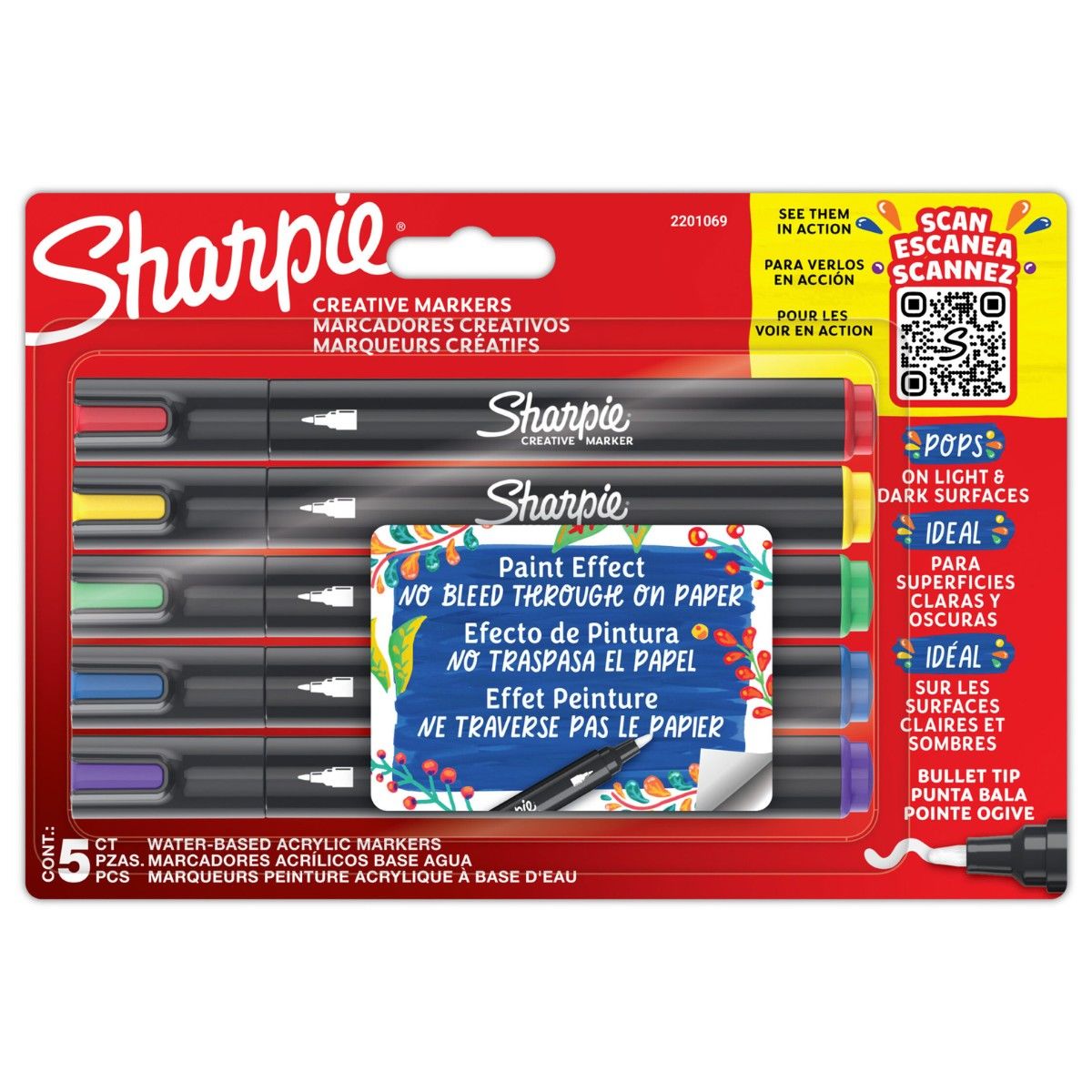 Sharpie Permanent Markör Yuvarlak Uç 5li Set Paint Effect