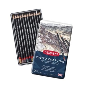 Derwent Tinted Charcoal Pencil 12li Teneke Kutu