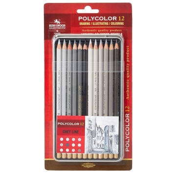 Koh-i Noor Polycolor Kuru Boya Seti 12li Gri Tonlar