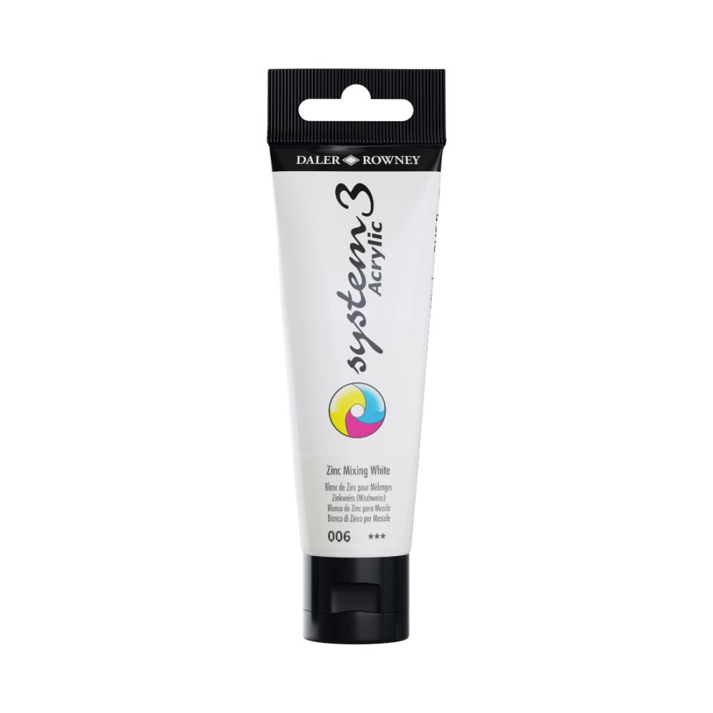 Daler Rowney System 3 Akrilik Boya 150ml 006 Zinc Mix White