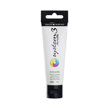 Daler Rowney System 3 Akrilik Boya 150ml 006 Zinc Mix White