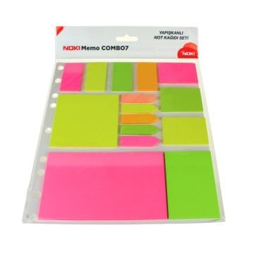 Noki Memo Combo7 Yapışkanlı Planlayıcı Not Kağıdı Seti 15 şekil 25li 12702