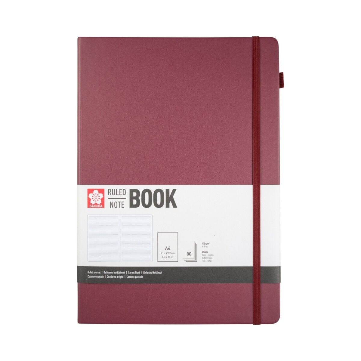 Sakura Eskiz Bloğu Sert Kapak A4 140gr 21x29,7cm Vişne 80yp Çizgili