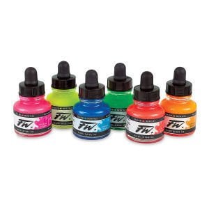 Daler Rowney FW Akrilik Sanat Boya Seti 6 x 29,5ml Neon