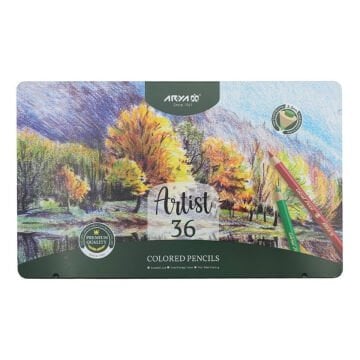 Arya Artist Profesyonel Kuru Boya Kalem Seti 36lı Metal Kutu