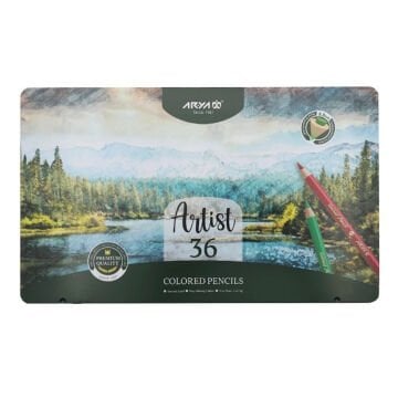 Arya Artist Profesyonel Kuru Boya Kalem Seti 36lı Metal Kutu