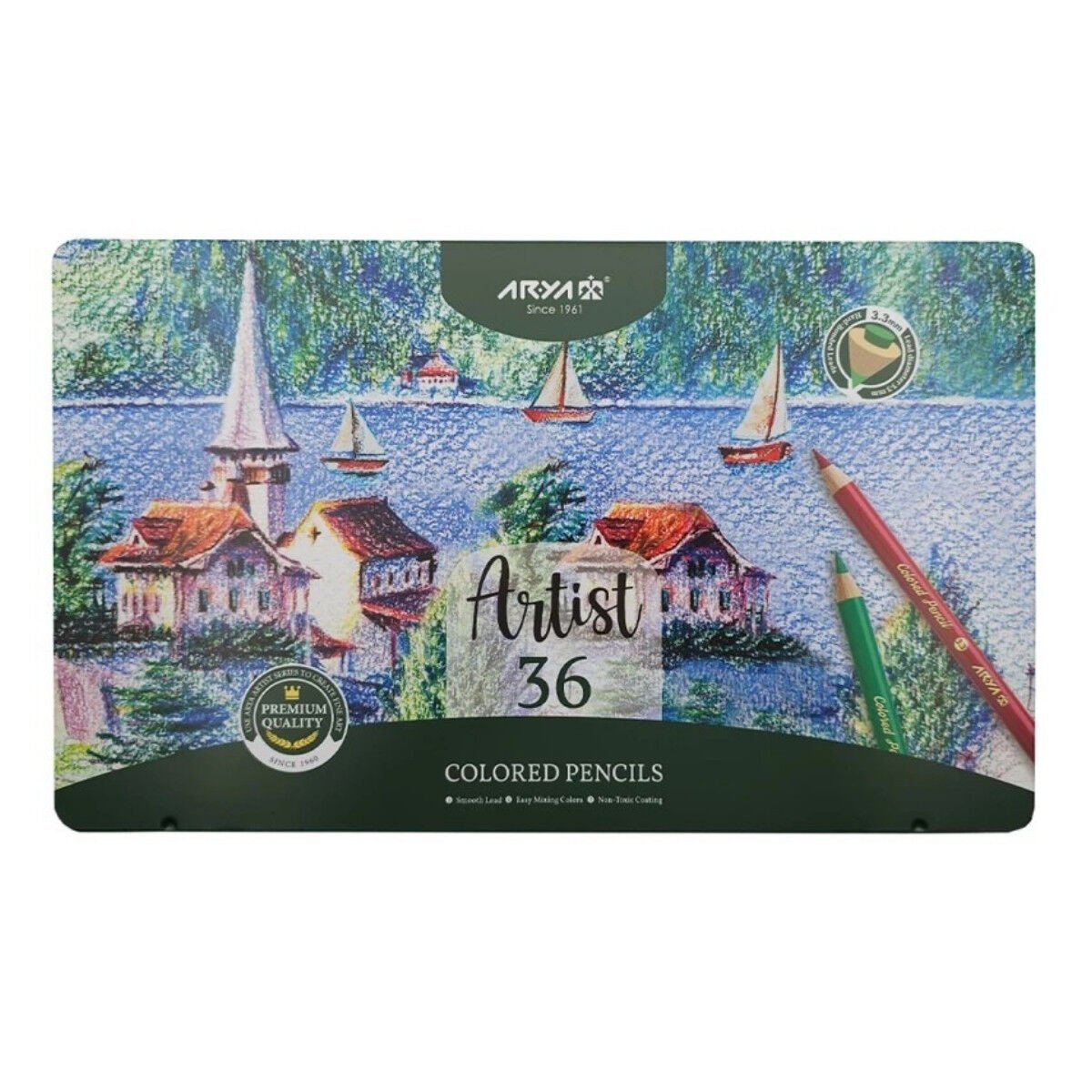 Arya Artist Profesyonel Kuru Boya Kalem Seti 36lı Metal Kutu