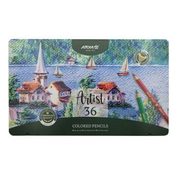 Arya Artist Profesyonel Kuru Boya Kalem Seti 36lı Metal Kutu