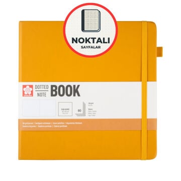 Sakura Eskiz Bloğu Sert Kapak 140gr 20x20cm Sarı 80yp Noktalı