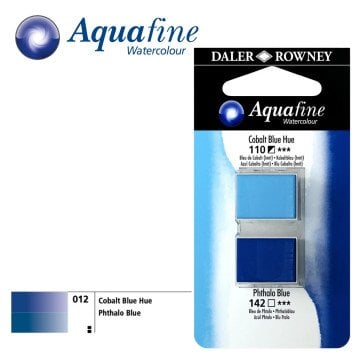 Daler Rowney Aquafine 2li Sulu Boya Tableti 110 Cobalt Blue Hue - 142 Phthalo Blue