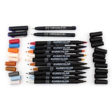 Zig Kurecolor Mangaka Fine&Brush Çift Taraflı Kalem CNKC-2200 No 834 Blue Gray 3