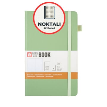 Sakura Eskiz Bloğu Sert Kapak 140gr 13x21cm Pastel Yeşil 80yp Noktalı