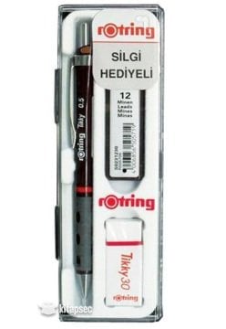 Rotring Tikky Grafik Teknik Çizim Kalemi Silgi Hediyeli Set 0.5mm Bordo
