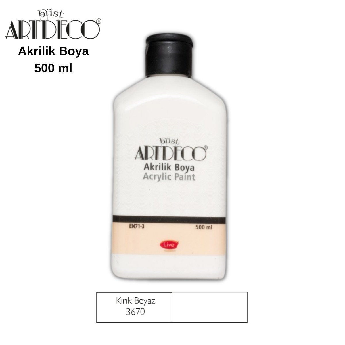 Artdeco Akrilik Boya 500ml 3670 Kırık Beyaz