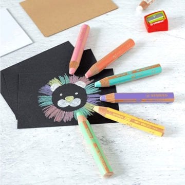 Stabilo Woody 3in1 Pastel 6lı + Kalemtıraş