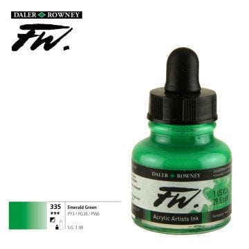 Daler Rowney Likit Akrilik (Pistole) Mürekkebi FW Ink 29.5ml 335 Emerald Green