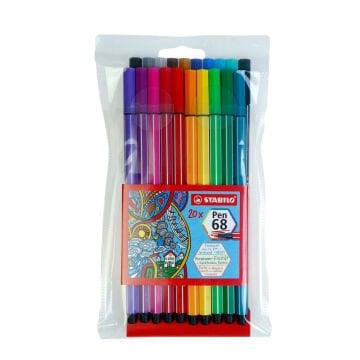 Stabilo Pen 68 Kalın Uçlu Keçeli Kalem Seti 20 Renk Askılı Paket