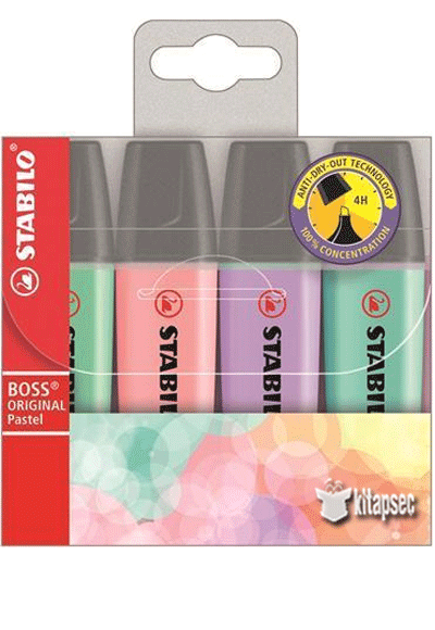 Stabilo Boss Original Fosforlu Kalem 4 Pastel Renk Paket